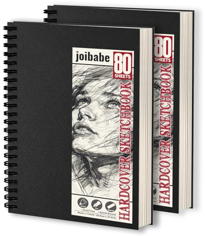 Blocco da disegno 2 A4, copertina rigida a spirale, 100 g/m², 160 fogli/320 pagine, carta da disegno bianca naturale, album da disegno professionale per bambini, adulti e artisti
