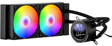 VEVOR Refroidisseur Eau pour Processeur AIO, Refroidisseur Liquide PC avec 2 Ventilateurs Pompe PWN 120 mm, Écran LCD 2,1'', Lumière ARGB, Compatible avec Intel 115X/1366/2011/1700/1200, AMD AM4/AM5