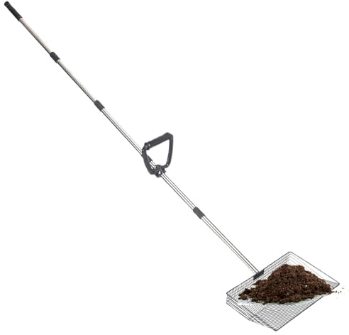 Recogedor de Excrementos de Gallina - Pala Larga para Camas De Corral | Recogedor Resistente para Gallinero con Mango Telescópico para Exterior, Patio y Granja, para Pollos, Perros, Aves, Caballos y