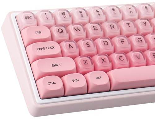 Crystal Jelly PBT Keycaps - 132 Keys HOA Profile Double Shot Keycap Pink Translucent Liquid Foundation Keycaps for Cherry MX Switch Mechanical Keyboards