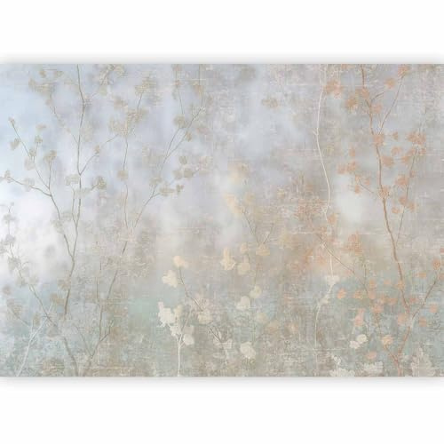 murando - Papiers peints intissés pour chambres et salons 350x256 cm - Design décoration - Forêt dorée aux motifs de feuilles pastel - Motif artistique d'arbres dorés b-H-10124-a-a