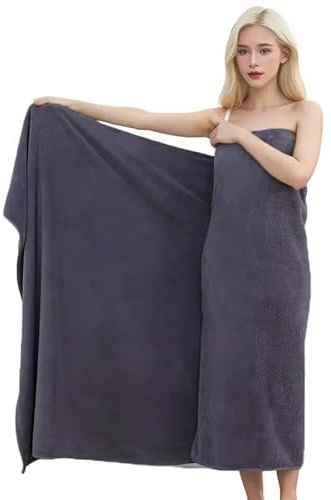 Neuytiky Toallas de Baño XXL 100x200 cm de Algodón Microfibra Ring Spun, Toalla de Sauna Grande Extra Suave y de Secado Rápido, Altamente Absorbente para SPA, Hotel, Gimnasio, Playa (Gris)