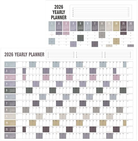 Full Year Calendar 2026 One Page, Yearly Wall Calendar, Paper Annual Wall Calendar, Big Ass Calendar, Horizonal/Vertical, 23 x 33