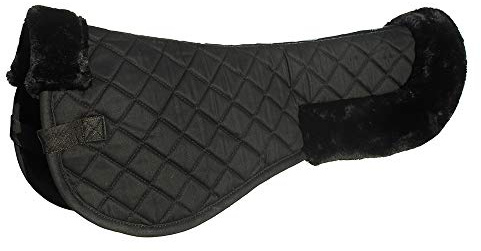 Rhinegold Cotton Horse Riding Saddle Pad - Luxury Equestrian Cotton Pad Saddle with Faux Fur, Trimmed Edges & Girth Replacement Straps. Horse Equipment - Numnahs for Horses & Ponies