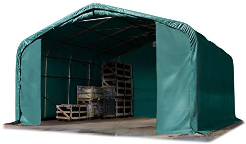 TOOLPORT Lagerzelt 6x6 m Zelthalle Unterstand PVC Plane 850 N wasserdicht dunkelgrün