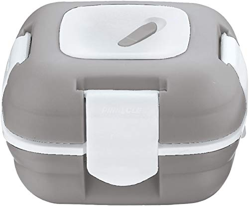 Pinnacle Lonchera aislada a prueba de fugas para adultos y niños, contenedor térmico para almuerzo con nueva válvula de liberación de calor, 16 onzas, gris y blanco