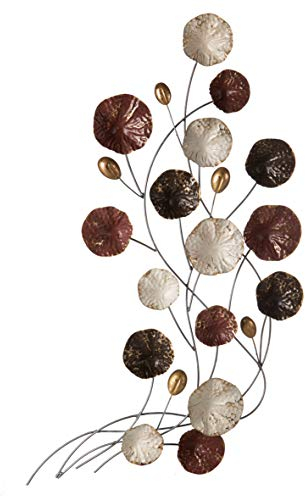 Quadro 3D Ramo Fiori Toni Bronzo, Quadro in Metallo Moderno Soggiorno, Camera, Salotto, Studio, Misure 51X7X91cm