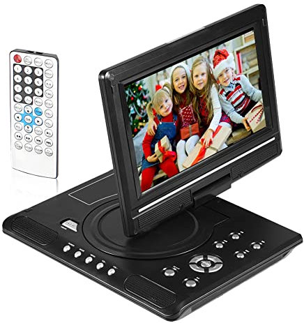 fasient Lecteur DVD HD Portable de 9 Pouces, Lecteur vidéo DVD à écran Large LCD Rotatif à 270 degrés Compatible avec AVI EVD DVD, SVCD, VCD, CD, CD-R/RW et MPEG-4 pour Voiture en Plein air(EU)