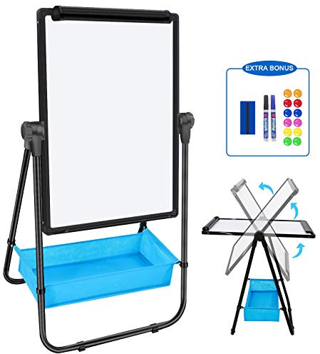 Dry Erase Board with Stand - Double Sided 28x20 Portable Writing Whiteboards, Height Adjustable & 360° Rotating U Stand Magnetic Whiteboard for Home, School, Restaurant & Presentation