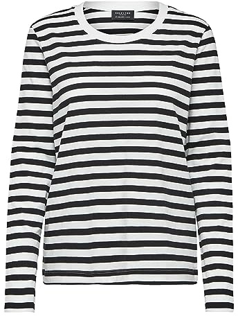 Selected Femme Camiseta para Mujer Slfstandard LS tee STR Noos, Negro, S