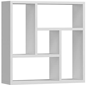 MATKAM Molly Hängeregalin moderner Optik, Abmessungen B/H/T 64,5 x 64,5 x 21 cm, Holzstärke 18 mm, in verschiedenen Ausführungen erhältlich | Max. Belastung 15 kg (Weiß)