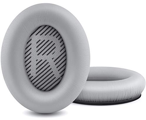 HZTCAM Professionella ersättande öronkuddar för Bose QuietComfort 35 QC15 QC25 QC2 QC35/Ae2 Ae2w SoundTrue & SoundLink Over-Ear/Ear-hörlurar/mjukt proteinläder (silver)