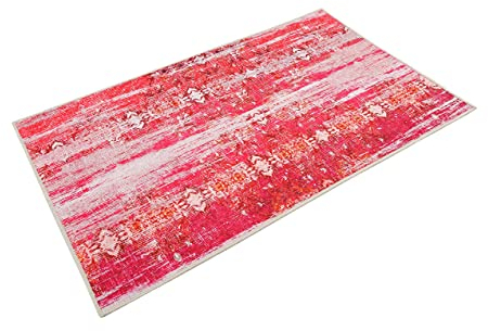 Wecon Home Badteppich, Badematte, rutschfest und Waschbar, Vintage, Sydney (70 x 120 cm, rot orange)