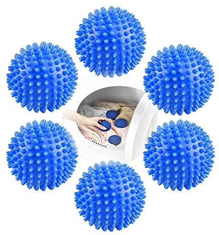 mohito Bola de Secado para Secadora 6 pcs Bolas de lavandería para lavandería, Bolas Secadora de Ropa Reduce La Ropa Arrugas y Ahorra Tiempo De Secado Ropa(Azul)