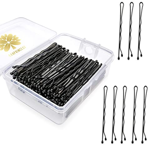 KANPRINCESS 100PCS 2Inches Hair Pins Kit Secure Hold Bobby Pins Clips for Women Girls and Hairdressing Salon With Clear Storage Box(Black)