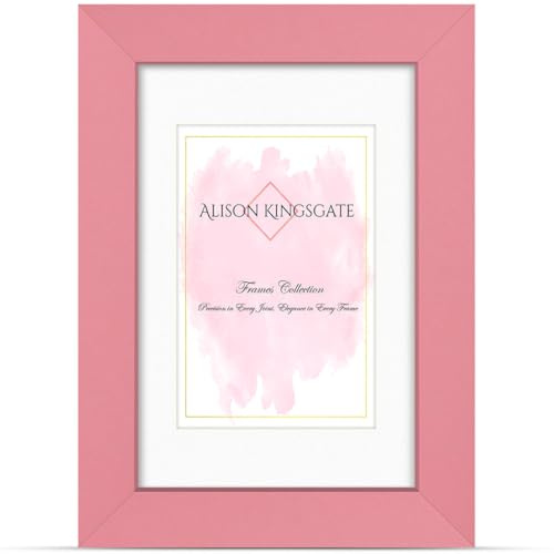 Alison Kingsgate 12X10 Pink Picture Frame with Mount for 10X8 Photo - Engineered Wood Photo Frame with Precision Cut Cardboard Mount - Ideal for Photos, Posters & Artwork - Wall or Tabletop Display