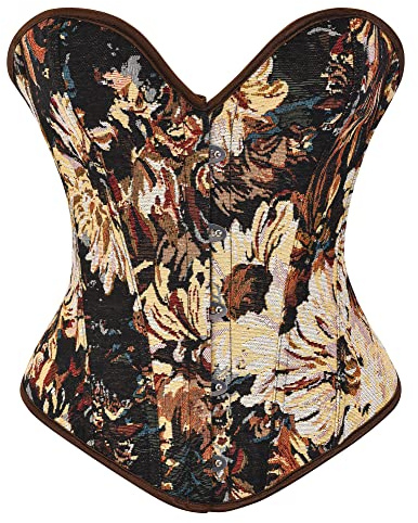 Alivila.Y Fashion Top bustier da donna in denim floreale vintage, Torso corto nero, Large