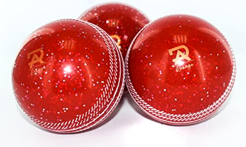Rawage 3 X Soft & Safe Glitter Cricket Balls For outdoor & indoors Rubber Cricket Ball With elegant Seam for Best Performing, Coaching & Practice (RED)