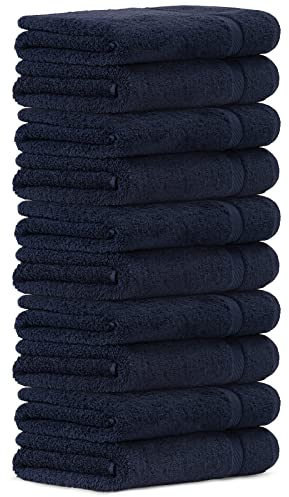 Luckytowel 10er Set Gästehandtücher 30x50 cm 100% Baumwolle, 600g/m² Oeko-Tex Gästetuch-Set 10er Pack Dunkelblau