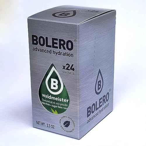 Bolero Drink 24 bolsitas 3 gr Sticks Frutas Preparado Polvo Soluble Para Bebida Fresca en Agua Producto, 72 gramos endulzado con stevia (Waldmeister)