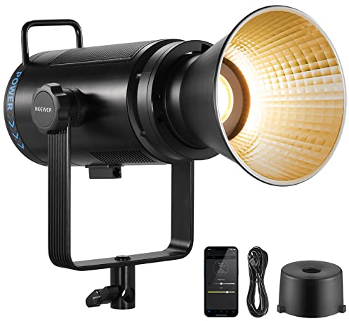 NEEWER CB200B 210W Luz Video LED 2,4G/App Control Iluminacion Video Continua COB Foco Lampara Bi Color Bowens Mount 90000Lux/1m 2700K-6500K CRI/TLCI 97+ 12 Efectos para Estudio Fotografia