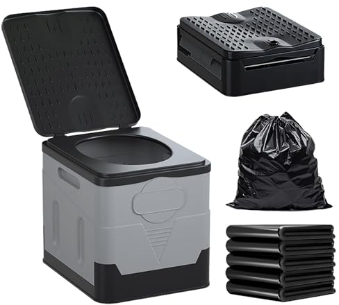 Mocoli Campingtoilette, Klappbar Camping Toiletten Trenntoilette Töpfchen für Unterwegs mit 100 Müllsäcken Tragbare Toilette für Draußen oder Drinnen Tragbare Toilette für Outdoor Camping Autocamping