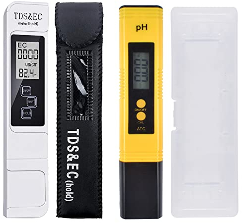 Funmo Medidor de PH, PH TDS EC y Temperatura 4 en 1 Set, Medidor de la Calidad del Agua con Alta Precisión, Medidor de Conductividad para Agua Potable, Piscina, Acuario con Pantalla LCD