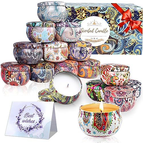 Duftkerzen Geschenkset für Frauen, 16 St Duftkerzen Geschenke Aromatherapy Kerzen Natürliches Sojawachs Kerze Gift zum Weihnachten Geburtstag Valentinstag Muttertag für Garten Bad Yoga, 2,5 OZ/ST