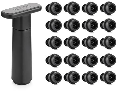 Pompa sottovuoto salva vino con 20 tappi, tappo per vino, conservatore di vino, sigillante riutilizzabile per bottiglie mantiene il vino fresco