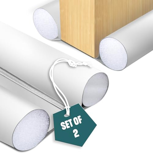 VOUNOT® Burlete Puerta Entrada Doble Aislamiento 96cm, 2x Cortavientos para Puerta Junta Inferior de Puerta Aislante Térmico Frío y Calor Protector Puerta Casa Contra Ruido Corrientes, Cortable Blanco