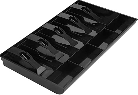 Fydun Cash Drawer, Five Grids Register Insert Tray Cashier Forms, Recordkeeping Money Handling Tidy Storage Safe Box Replacement Ttray Organizer with 5 Bill 4 Compartments for (Black)