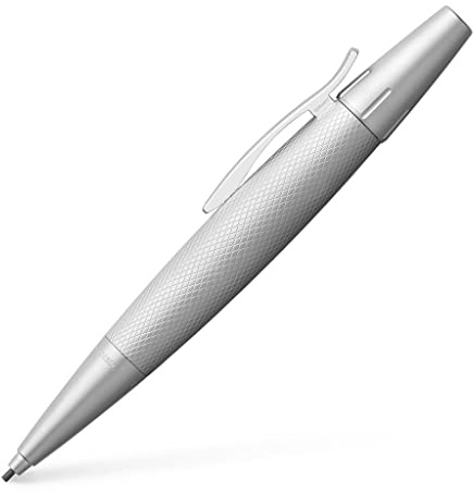 FABER-CASTELL - Porte-mine e-motion Pure Silver, dureté B | Instrument d'écriture haut de gamme avec gomme et coffret cadeau
