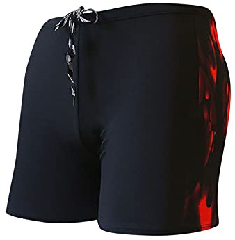 Badehose Herren Eng Kurz Badeshorts mit Tunnelzug Badehosen Männer Sommer Schwimmhose Sexy Kurze Hose Schnelltrocknend Boardshorts Boxer Badepants Bikini Beach Soft Shorts Rot XXL