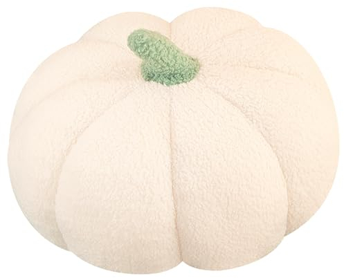 TNSLAND Cuscino Decorativo a Forma di Zucca 3D, 25 cm, per Halloween, Decorazione per Camera da Letto, Divano, Colore Bianco