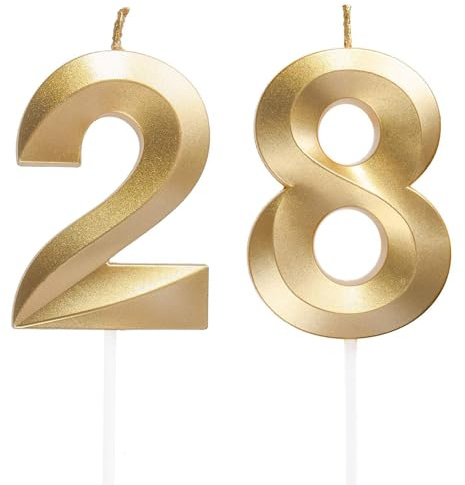 Candele di compleanno con numeri 28/82, candele di compleanno dorate, candele a forma di numero, decorazione per torte 3D, decorazione per feste di compleanno, matrimoni, feste aziendali, anniversari,
