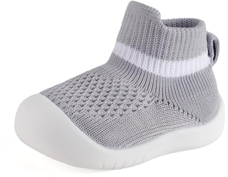 MK MATT KEELY Scarpe Neonato Scarpine in Maglia Primi Passi Infanzia 6-36 Mesi Scarpe Bambino Bambina con Suole Gomma Antiscivolo,Grigio,12-18 Mesi