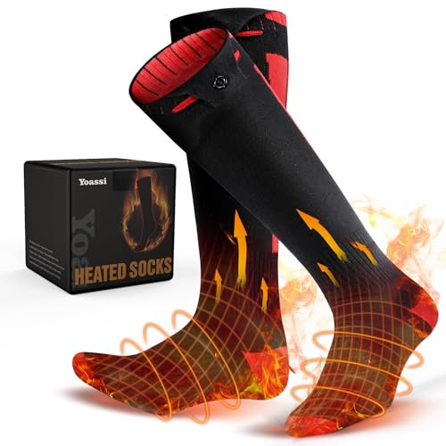 Electric Heating Socks for Men Women with 4 Temperature Settings, 9-Hour Battery Life, Rechargeable Heated Socks for Camping Fishing Cycling Skiing Skating Hunting Hiking