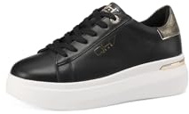 QUEEN HELENA Zapatillas de Cuero Platform Zapatillas de Deporte Casual Mujer QH8003, Negro , 37 EU