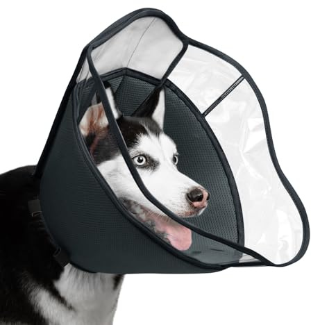 Mayerzon Halskrause Hund Weich, Leckschutz Hund, Schutzkragen Hunde Halskrause, Einstellbarer Hundekragen mit Leckschutz, Leichte Halskrausen für Hunde, Haustier-Elizabethanischer (Grau, L)