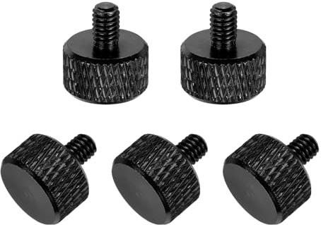 sourcing map 5 Pcs M4x6mm Flat Head Knurled Thumb Screws, Solid Aluminum Alloy Fully Threaded Thumbscrew Bolts Fasteners for PC Computer Cases Graphics Card, Black