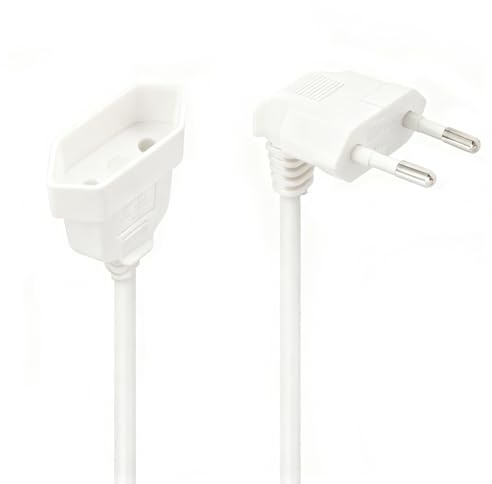 MejaRizon 90 Grad Verlängerungskabel Flach, Verlängerungskabel mit Flachstecker, Verlängerungskabel Kurz Typ-C-Stecker Eurostecker auf Typ-C Euro für Bildschirm, Lampe, Haushaltsgeräte(Weiß)