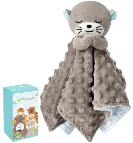 Baby Comforters Blanket Plush Otter Cuddly Toy Comforter Cuddle Blanket Baptism Gifts Keepsakes Animal Snuggle Toy Baby Blanket Comforters Infant Gift for Mom, Otter Toys Newborn Loveys Boys Girls