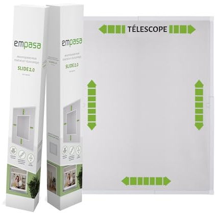 empasa Fliegengitter Teleskopbausatz SLIDE 2.0 für Fenster ohne Sägen ausziehbar Teleskoprahmen aus Aluminium Insektenschutz Mückengitter 120 x 140 cm, Farbe:weiß