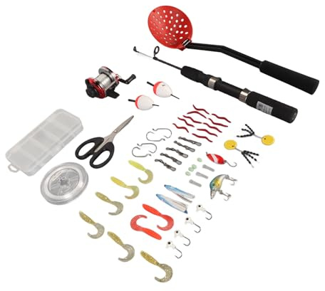 Picysa Canna da Pesca sul Ghiaccio da 50 Cm, Mulinello, Cucchiaio, Kit Completo con Borsa Attrezzatura da Pesca, Attrezzature per Ghiaccio, Set Completo
