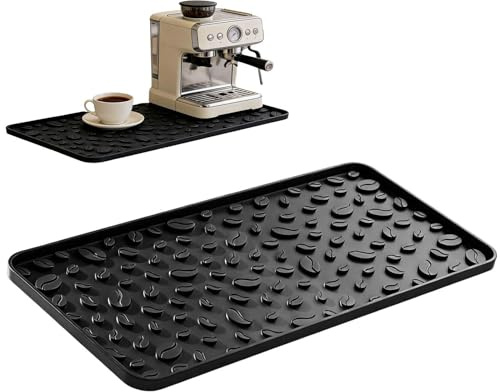 Alfombrilla de café de silicona - bandeja de drenaje antideslizante - 40 x 20 cm alfombrilla de silicona resistente al calor para encimera | Para secar vajillas, tazas, cuencos, bar, apartamento