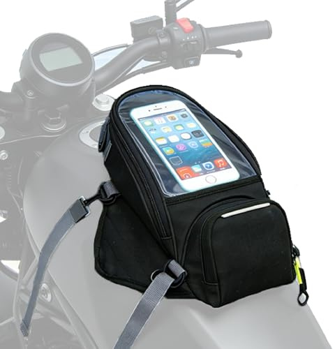 NHGUDAX Borsa Serbatoio Moto Magnetica per Triumph Scrambler 1200 2019-2024, con Finestra Touchscreen, Impermeabile, per Uso Quotidiano e Viaggio
