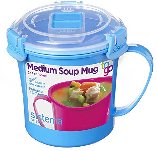 Sistema To Go Collection Microwave Soup Mug, 22 oz, Blue(2pk)2