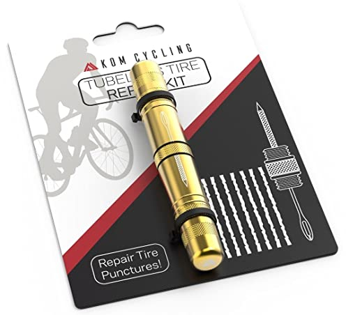 KOM Cycling Tubeless Tire Repair Kit for Bikes – 8 Colors! Fixes Mountain Bike and Road Bicycle Tire Punctures – Includes Tire Repair Fork and Reamer, 8 Bacon Strips. Tubeless Repair Made Easy