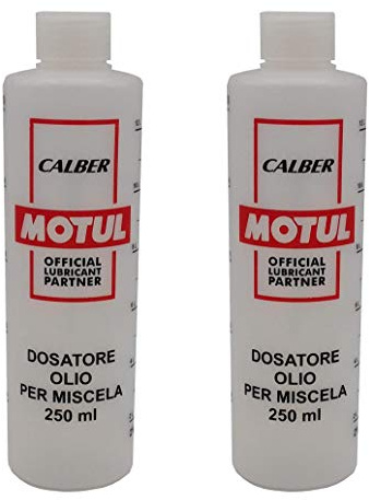 Eurex N. 2 Misurini Dosatori olio per miscela 250 ml con tappo, scala graduata e percentuali 2-4% 2,5-5% 3-6%