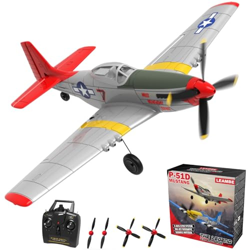 LEAMBE 4 Channel RC Plane, Ready to Fly Aerobatic Aircraft, Easy Control for Beginners, P51 Mustang RC Airplane Best Gift for Adults